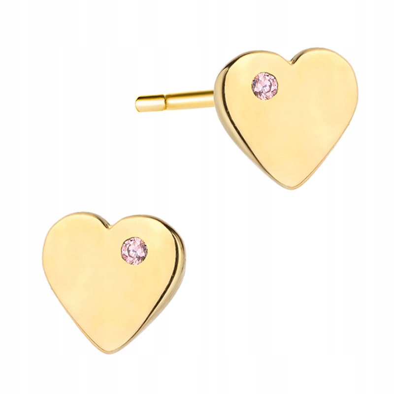 Krásné Zlaté Náušnice pr. 585 Srdce se zirkonií 14k