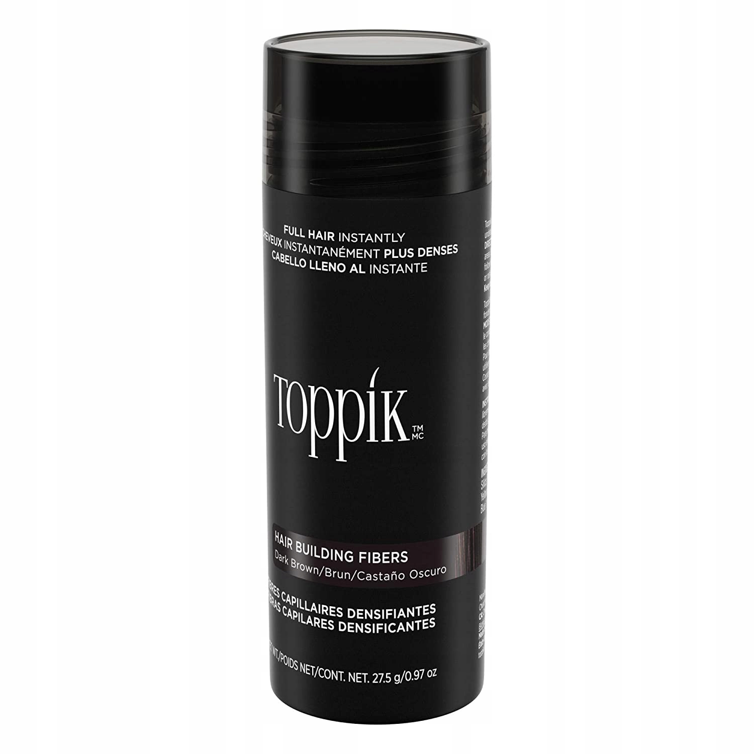TOPPIK Dark Brown mikrowłókna zagęszczanie 27,5g Pojemność 12 ml