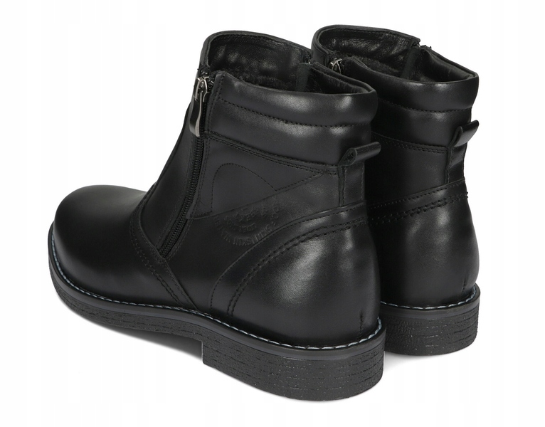 SZTYBLETY BUTY ZIMOWE POLSKIE SKÓRA 390 CZARNY 45 Kolor czarny