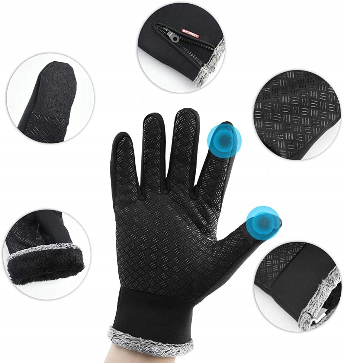 RĘKAWICE RĘKAWICZKI ROWEROWE WODOODPORNE DOTYK M Kod producenta rowerowe WIATROSZCZELNE CZARNE M