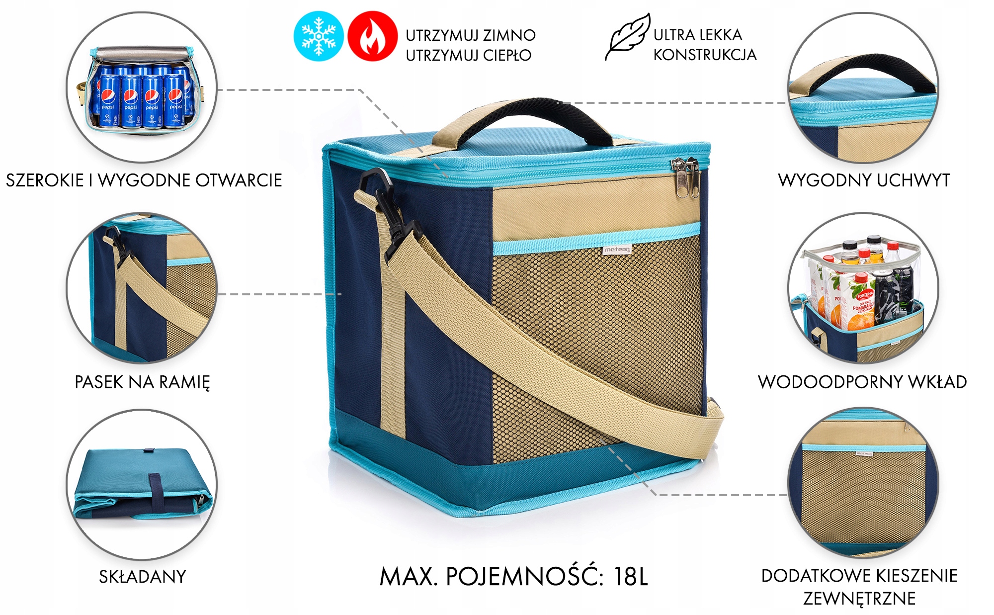 TORBA TERMICZNA PLAŻOWA NA RYBY METEOR FRIGID 18 Marka Meteor