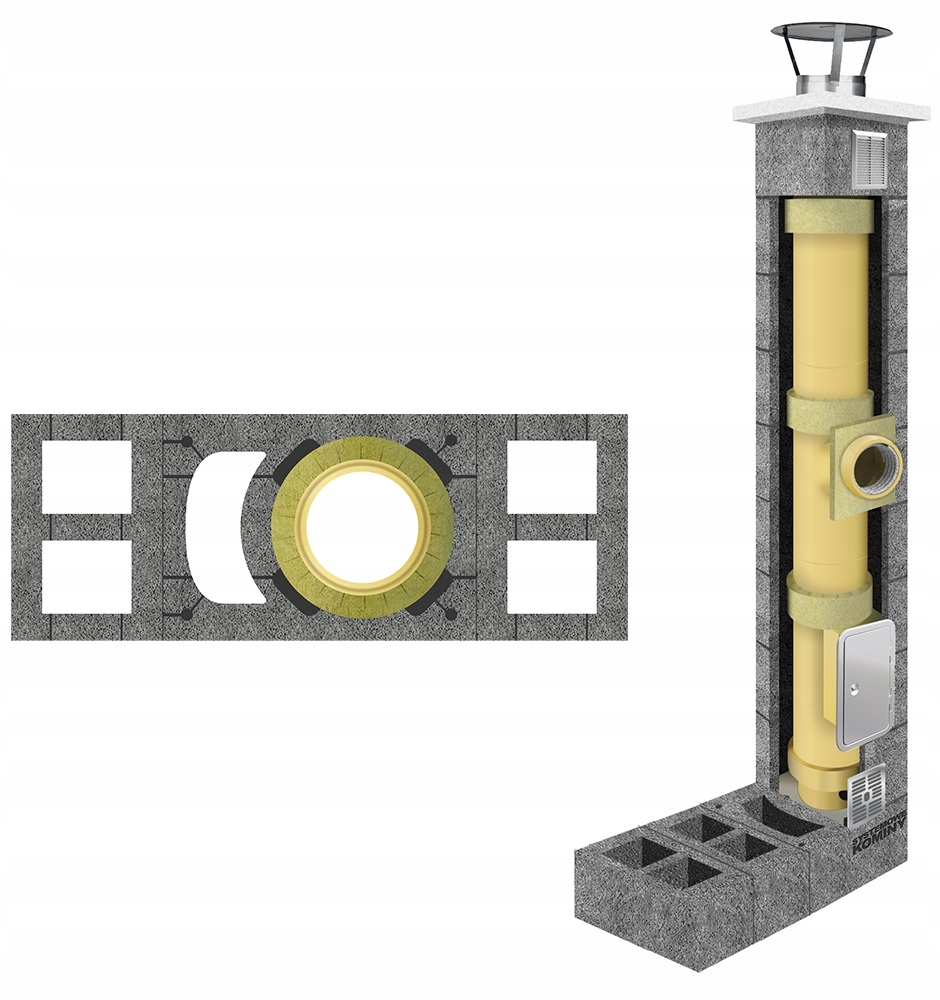 Keramický systémový komín fi 160 14 m 36x97 pro krb kozy 5 ventilací