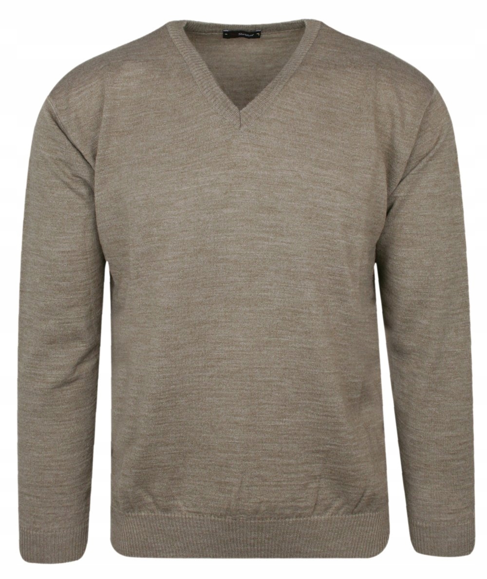 Beżowy Sweter V-neck MAX SHELDON XXL