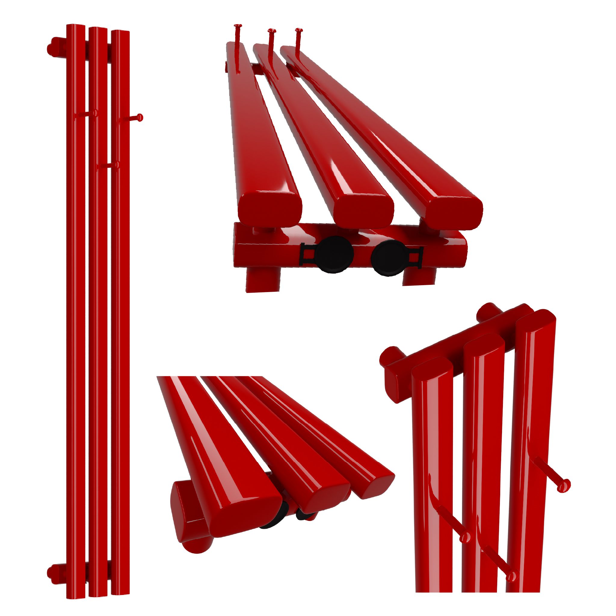 Dekorativní radiátor HORYZONT3 Hook 180x21 červený