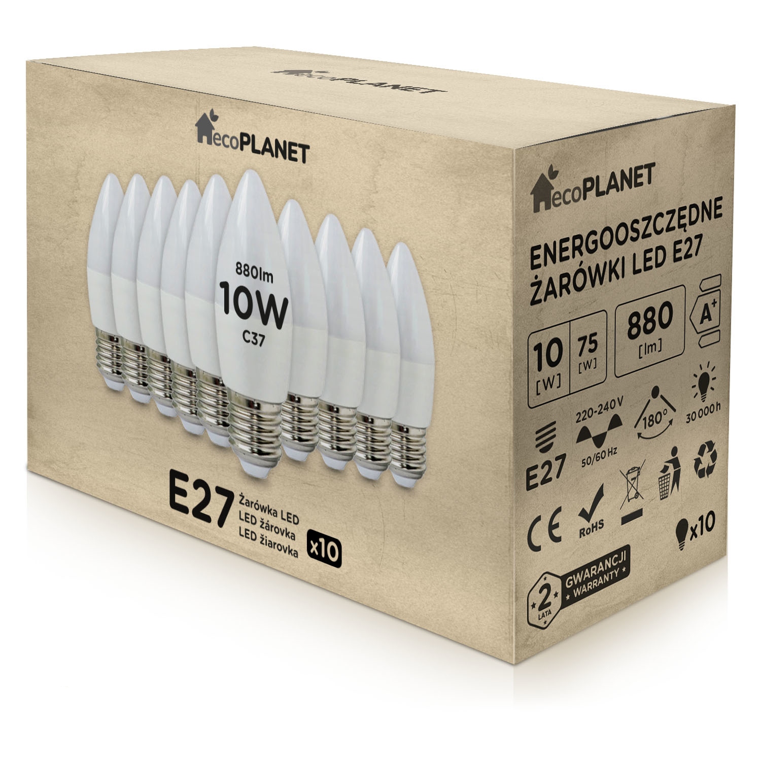 

Żarówka Led E27 C37 10W Barwy ecoPLANET Zestaw