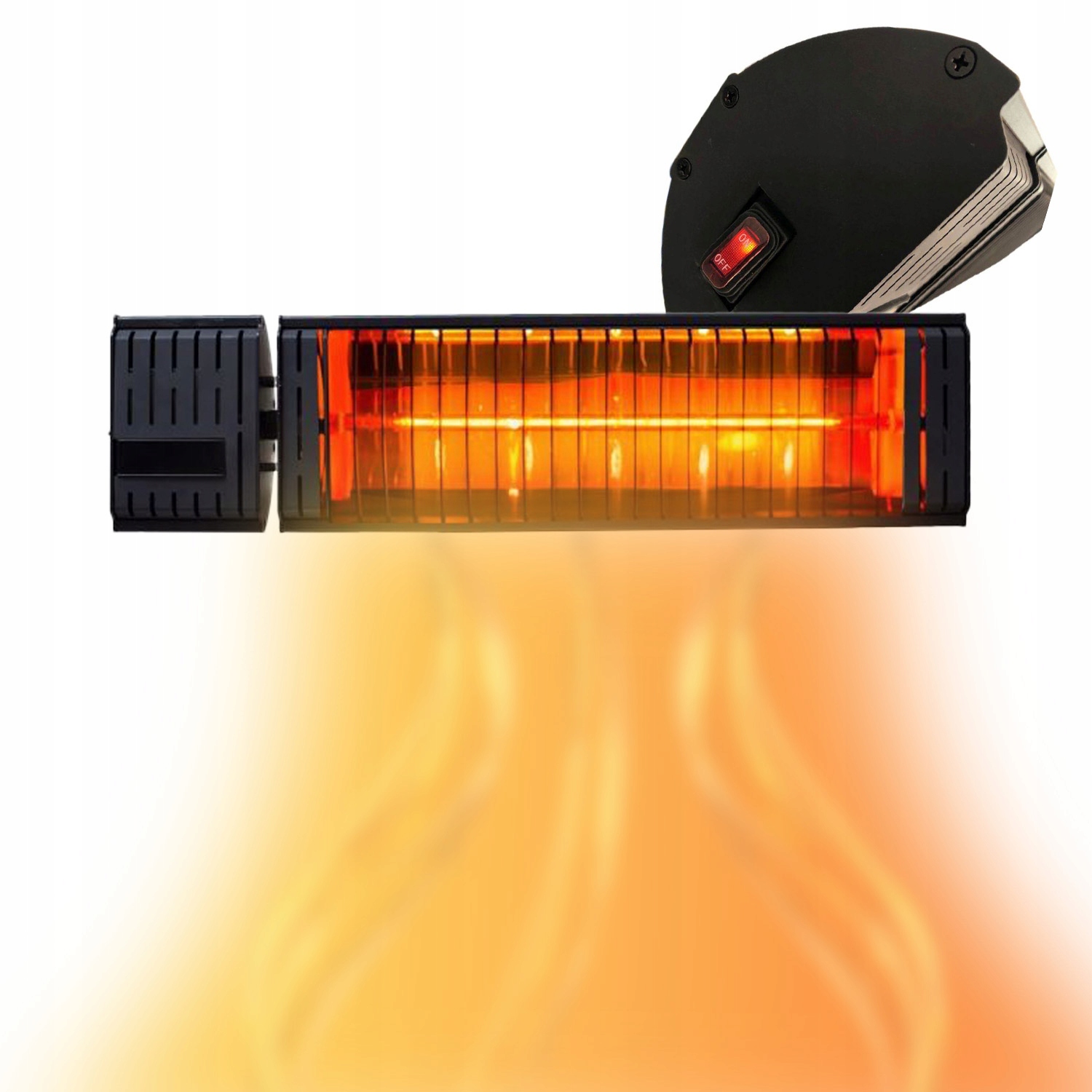 Nástěnný halogenový radiátor Ares Tepelný zářič Černý 2000W Lampa Pilot