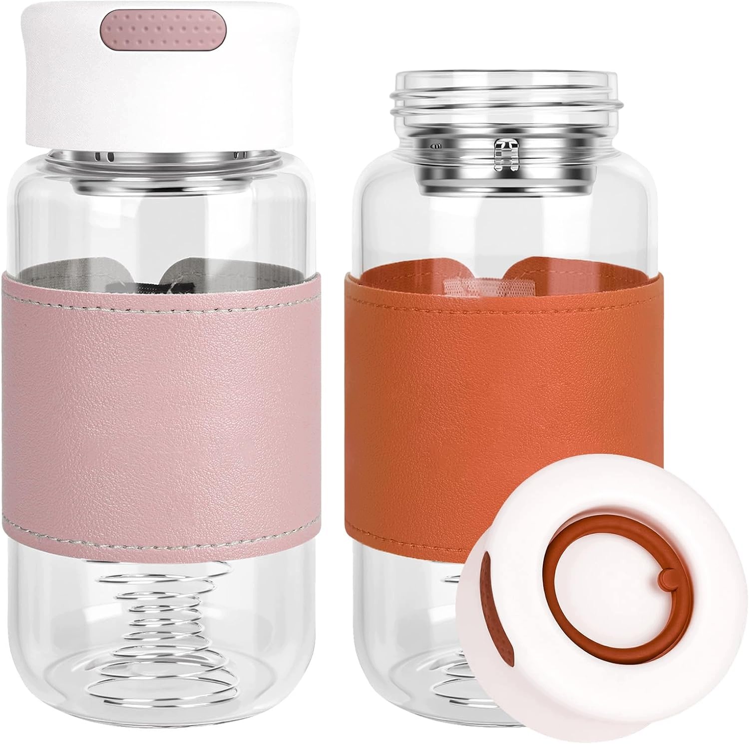 Szklany shaker proteinowy 500 ml z sitkiem i kulką, 2 szt