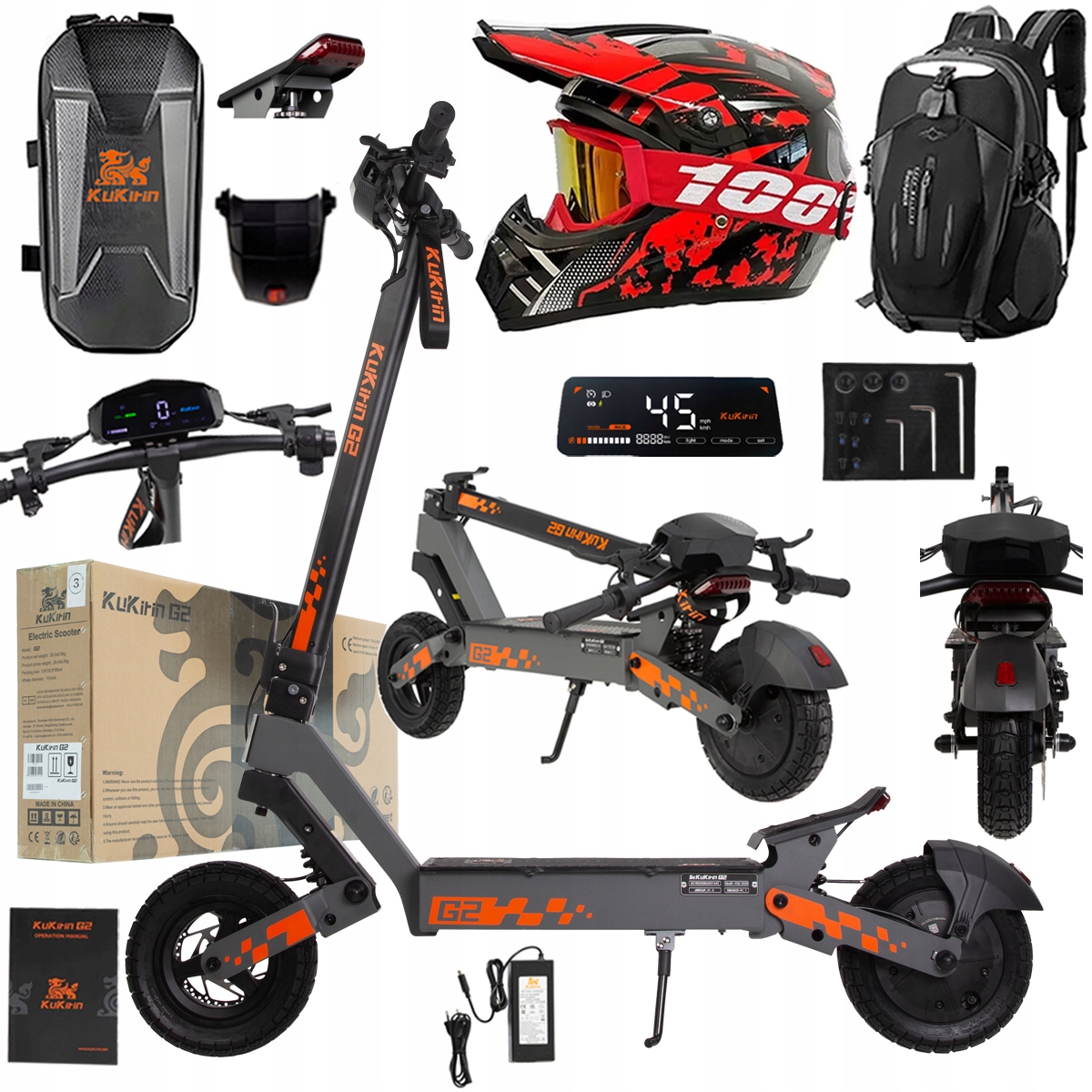 Kukirin G2 2026 Nové skládací elektrické vozidlo 1200W 45KM/H 15Ah 48V 10"