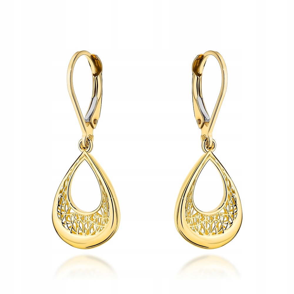 Zlaté závěsné náušnice 585 Kapky Mandle 2.51 g bez kamenů dárek