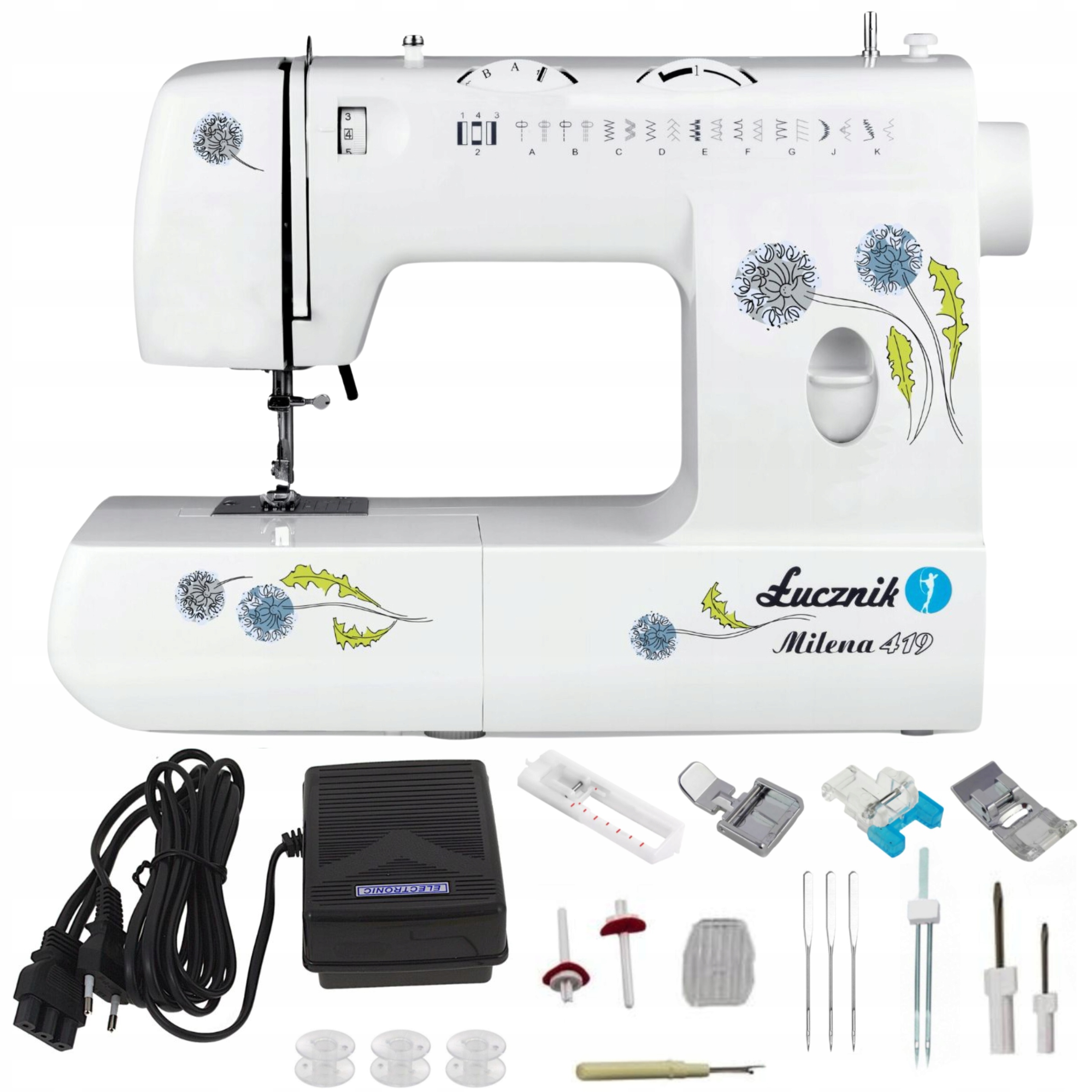 Maszyna do szycia domowa mechaniczna prosta 22 ściegi Łucznik 419 Milena