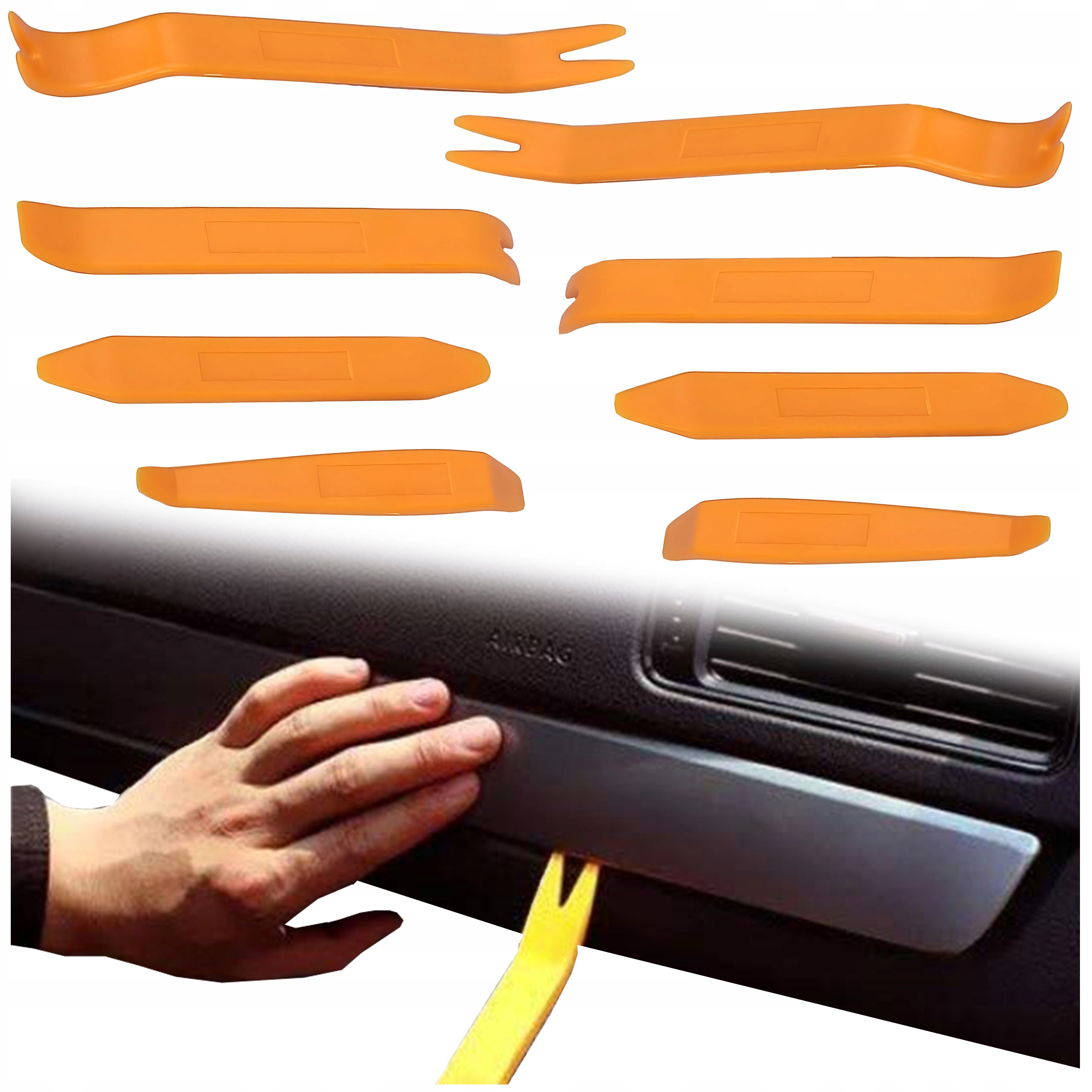 8X ŚCIĄGACZE KLUCZE NARZĘDZIA DO DEMONTAŻU TAPICERKI RADIA OTWIERACZ ZESTAW