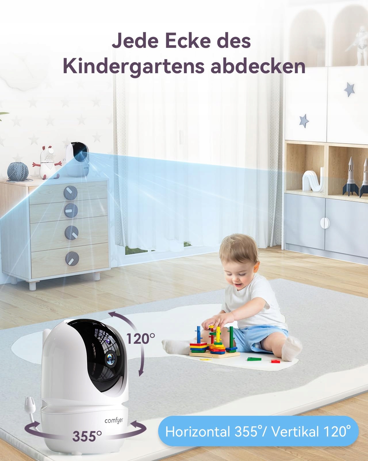 COMFYER Niania Elektroniczna 7" HD 720P 2 Kamery IR Nocny Tryb Vox Audio — miniatura 6