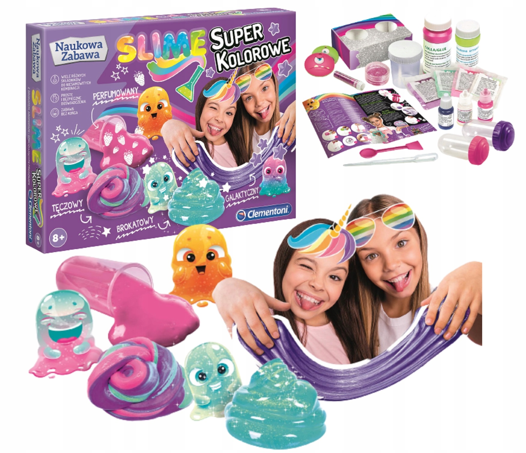 DUŻY ZESTAW SLIME XL Lboratorium Kolorowe Glut Zabawka Naukowa edukacyjna Wiek dziecka 8 lat +