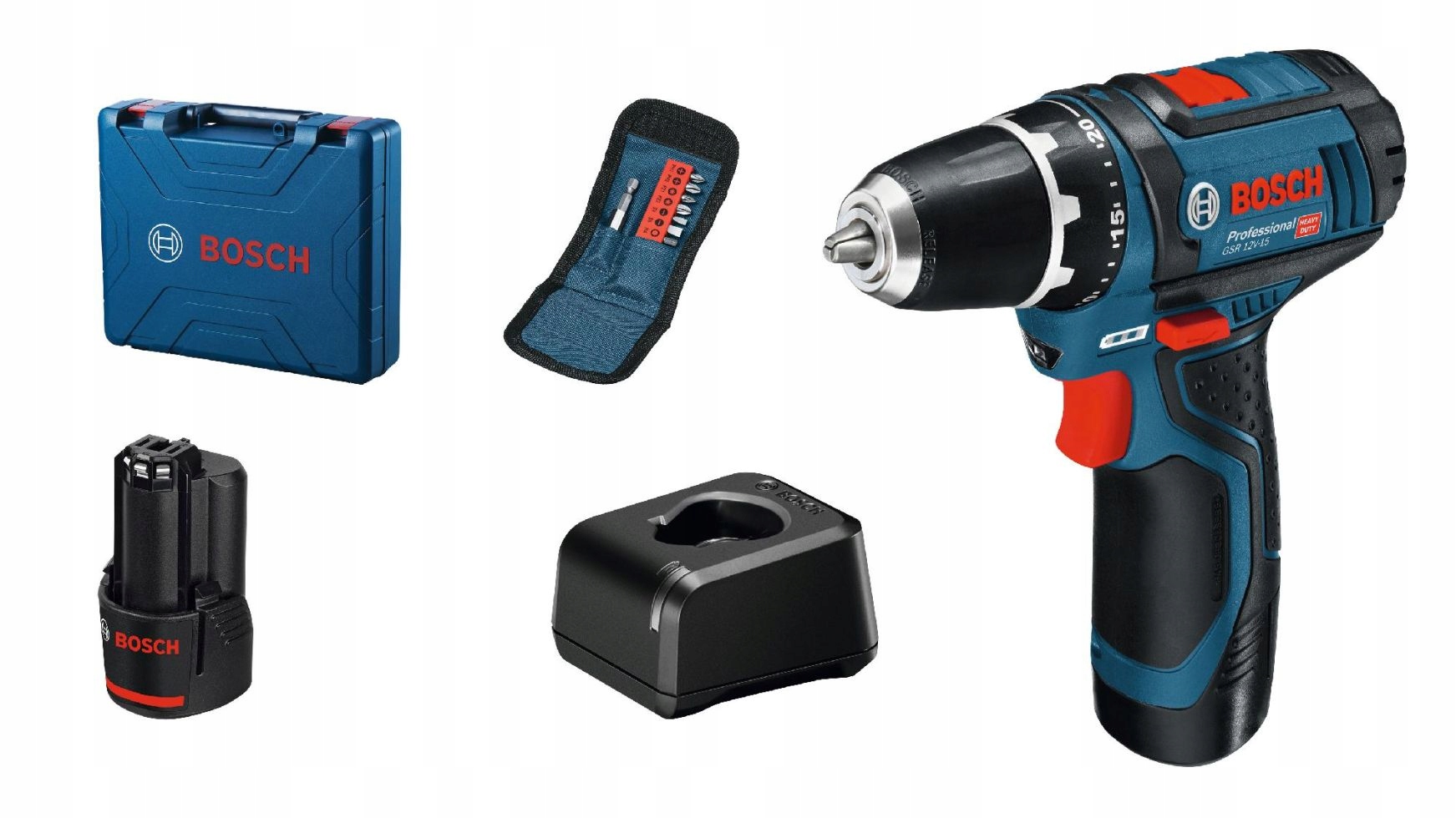 Aku Šroubovák Bosch Gsr 12V-15 2X akumulátor Nabíječka