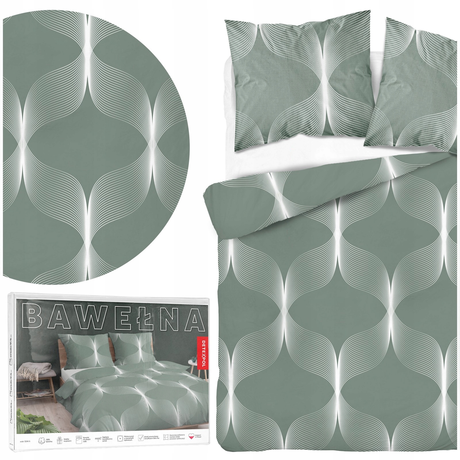 Komplet pościeli Bawełnianej Vicenza 220x200 3 części z wzorem