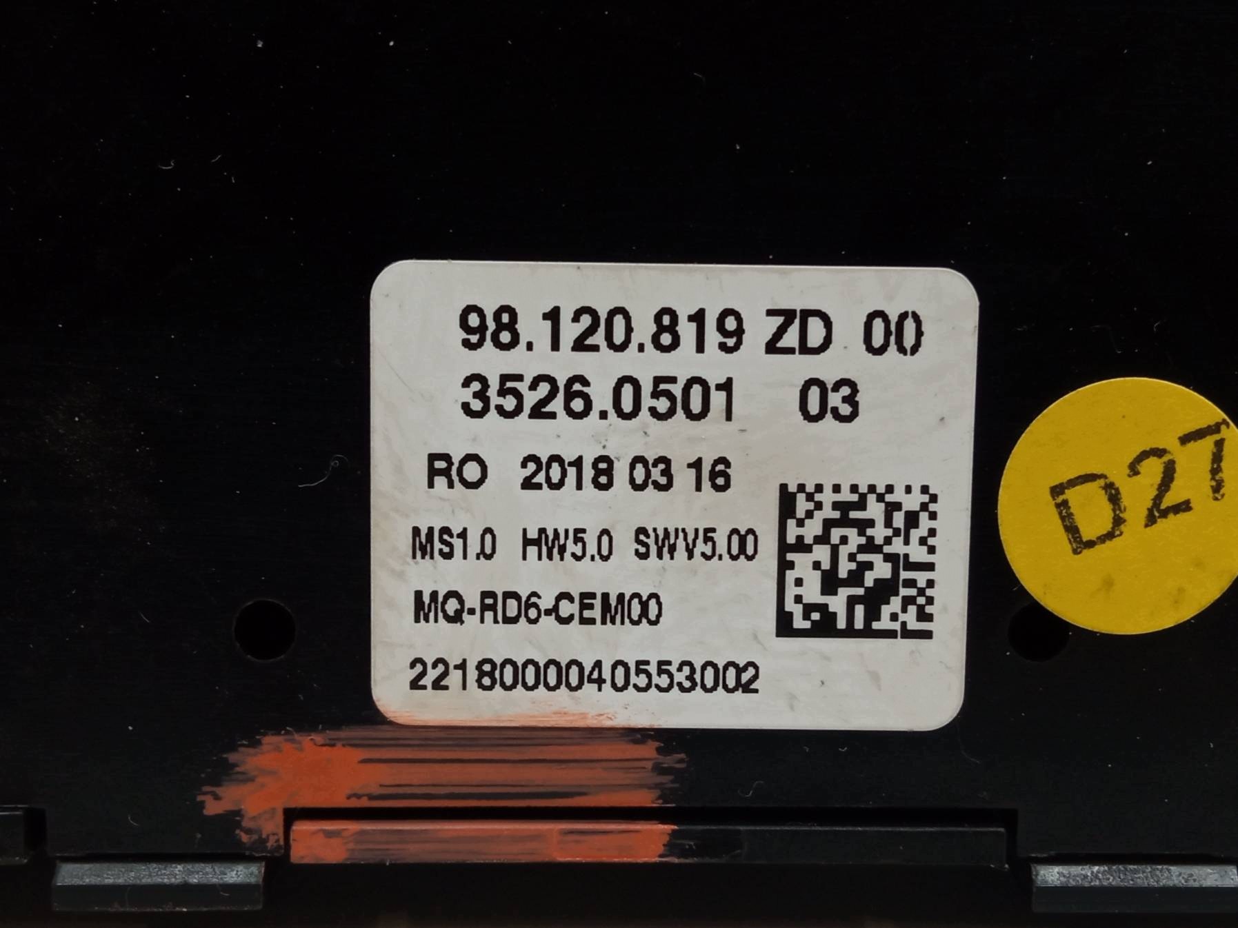 control panel RADIA 98120819ZD Toyota ProAce II (2016- )