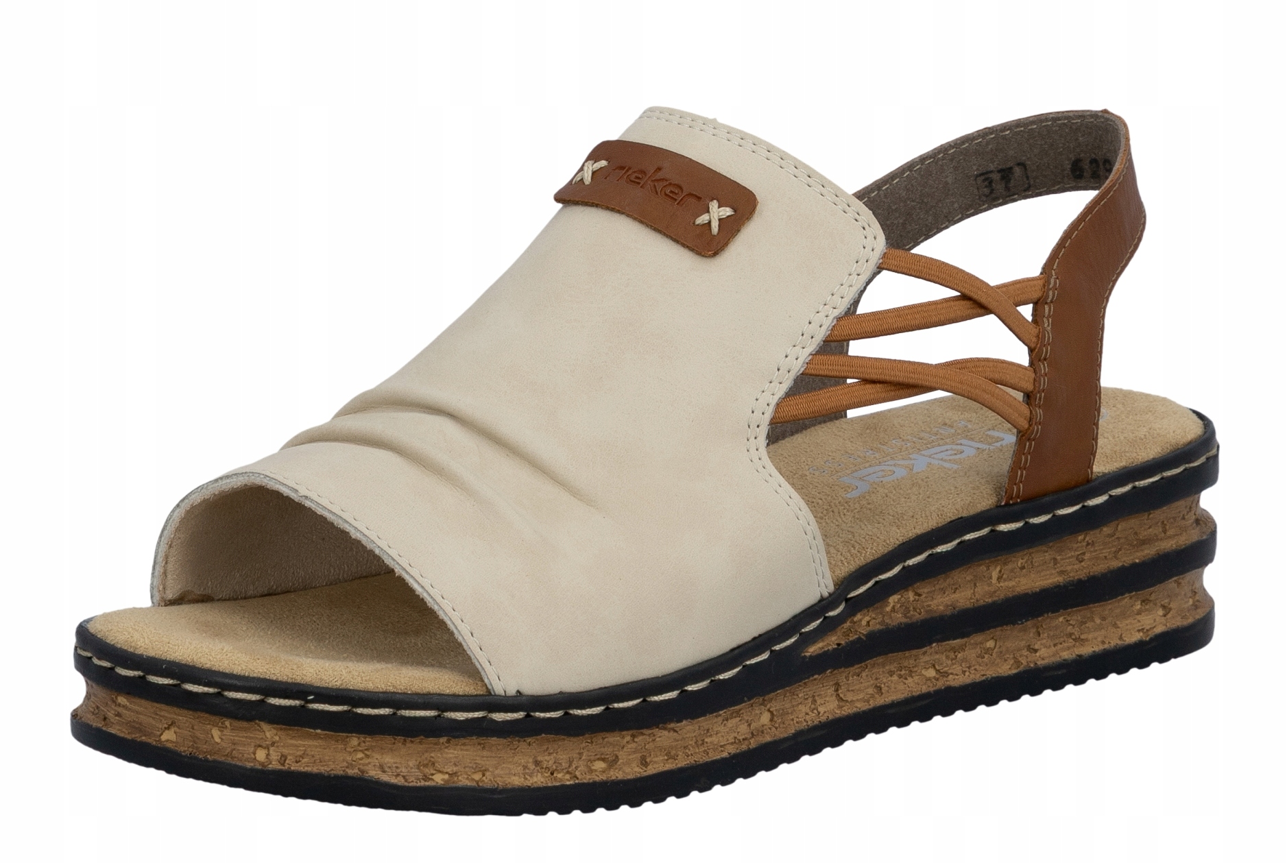 Rieker 62962-60 vel.37 béžové nazouvací sandály na klínku