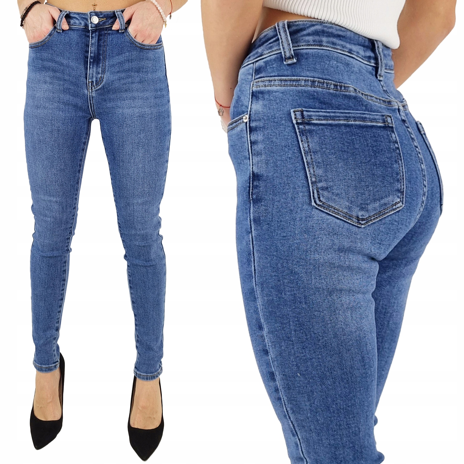 

Klasyczne Damskie Spodnie Jeansowe Rurki Blue
