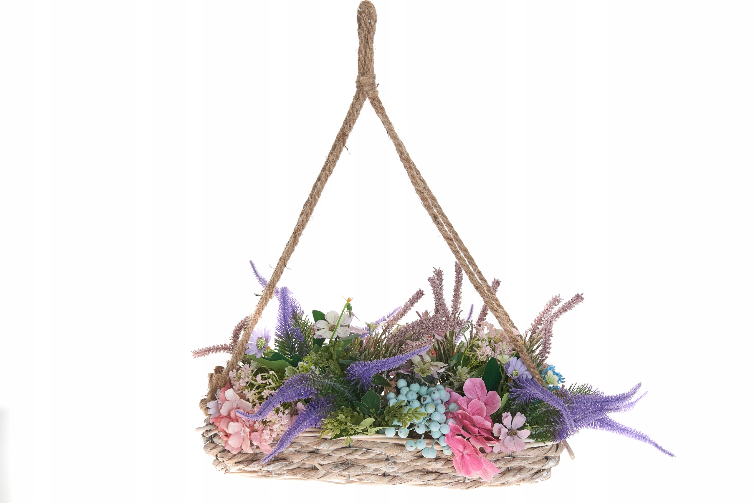 WIANEK DEKORACJA NA DRZWI ŚCIANĘ KWIATY SZTUCZNE Kod producenta KOSZYK WIKLINOWY WRZOSY LAWENDA GAŁĄZKA