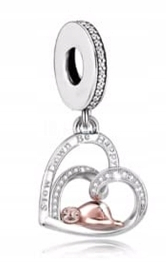 MD charms serce slow down be happy leniwiec | S925