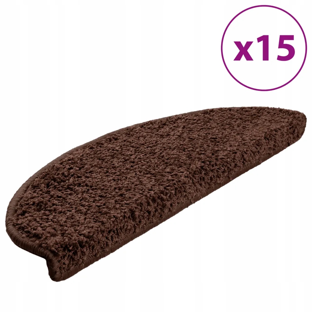 Hnědé nášlapy na schody 65 x 21 x 4 cm, 15 kusů, Pp tuftovaný