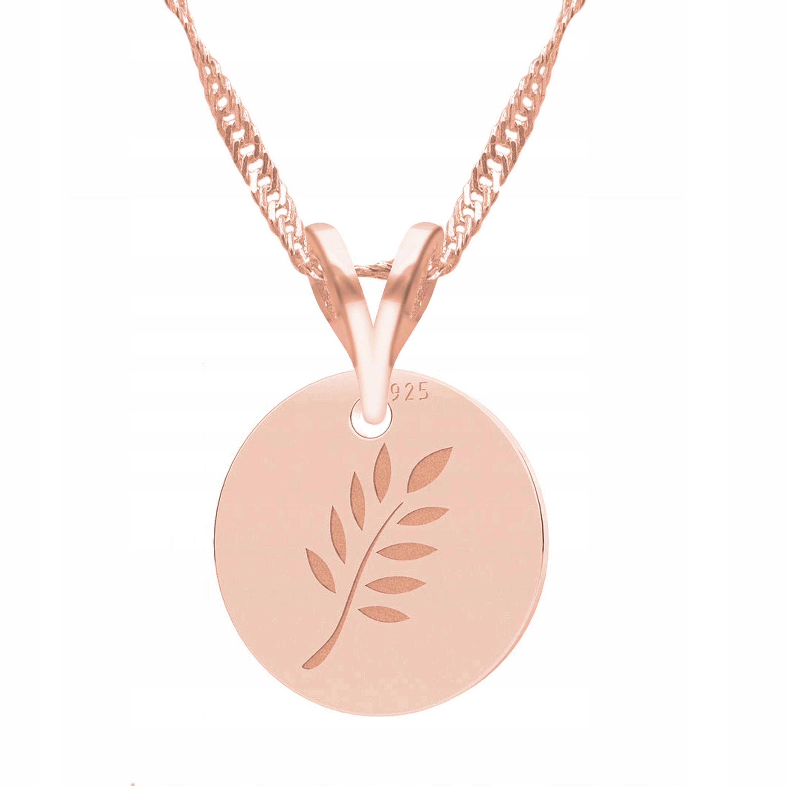 Náhrdelník Pozlacený Větvička Plech Rostlina Listy Stříbro 925