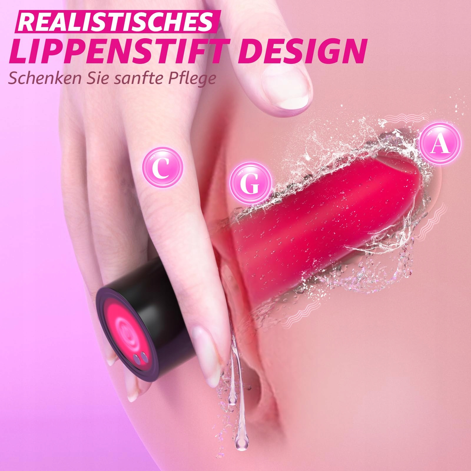 LIPSTICK MINI WIBRATOR DLA KOBIET Z 10 TRYBAMI WIBRACJI SILIKONOWE KOŃCÓWKI — miniatura 2