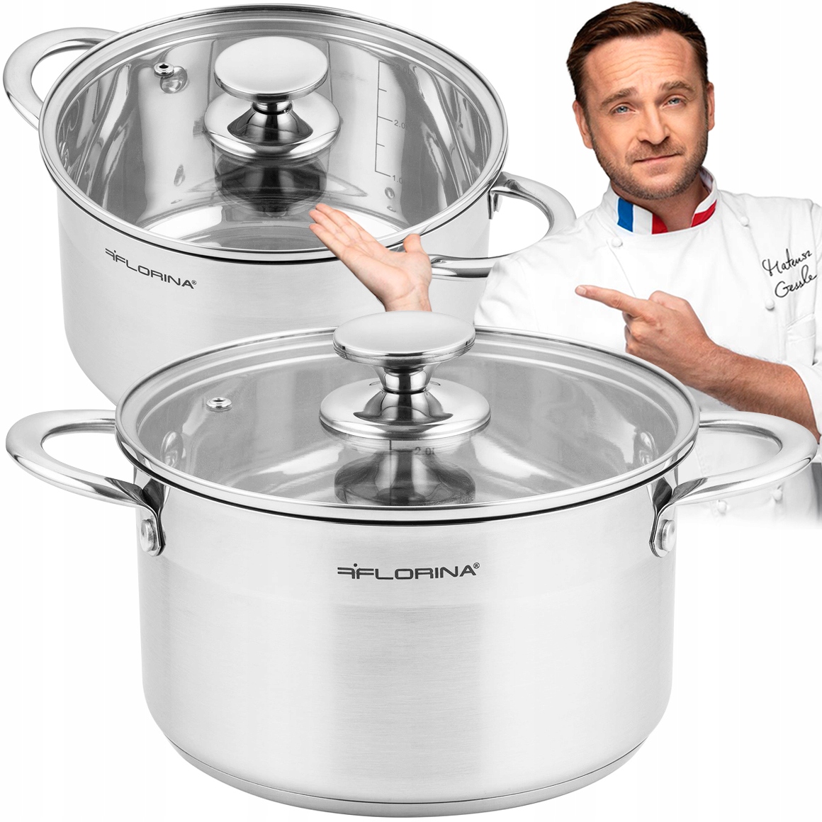 Stalowy Garnek Inox Ze Stali Nierdzewnej Z Pokrywką Falcon 24cm 6L