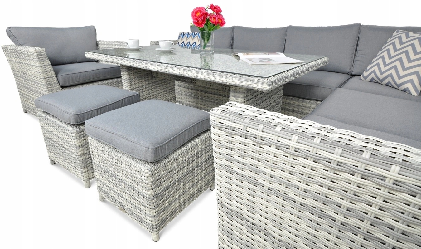 Narożnik technorattan MONIZ DINING PLUS White Grey Producent Focus Garden