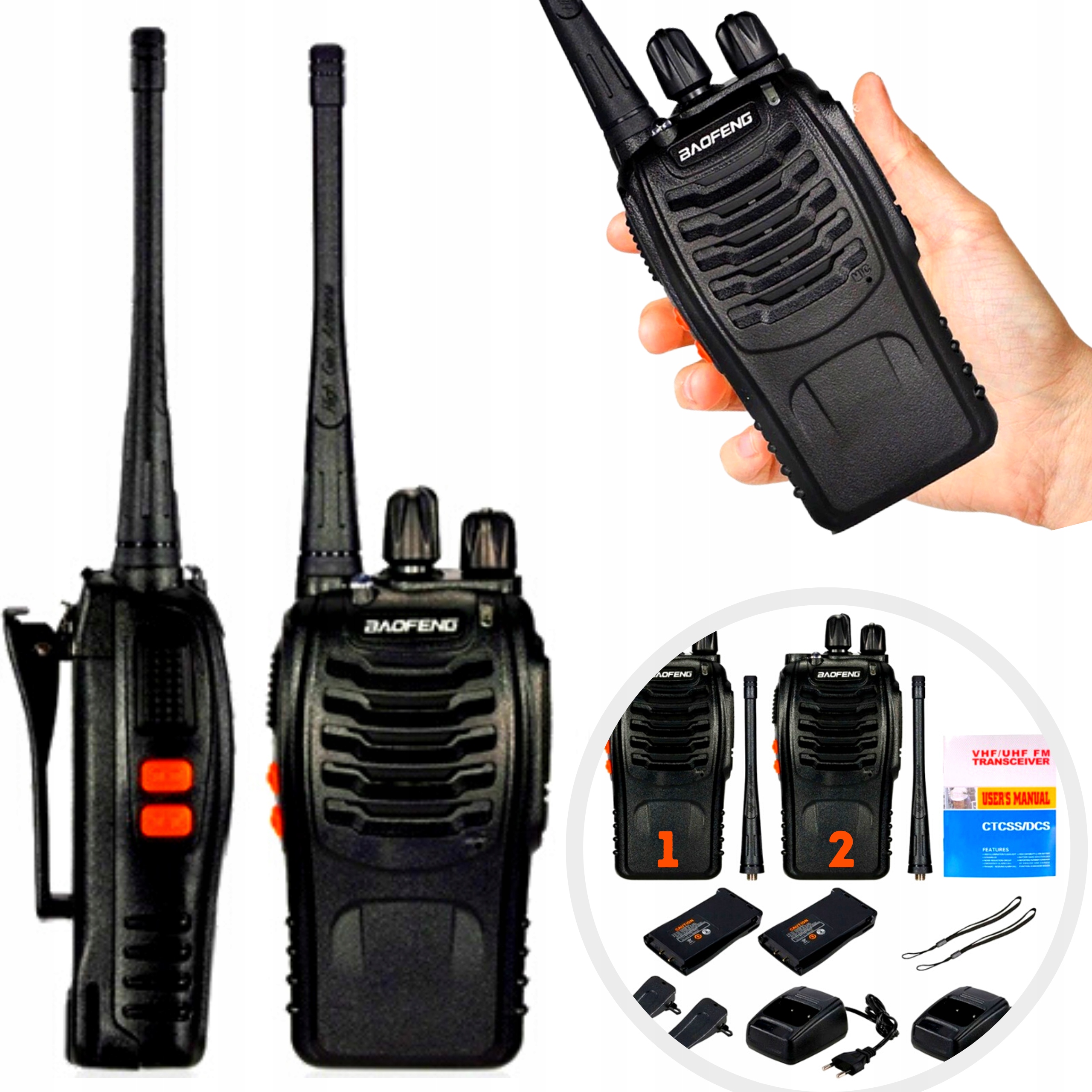 

2x Krótkofalówki Baofeng Walkie Talkie BF-888s Pmr
