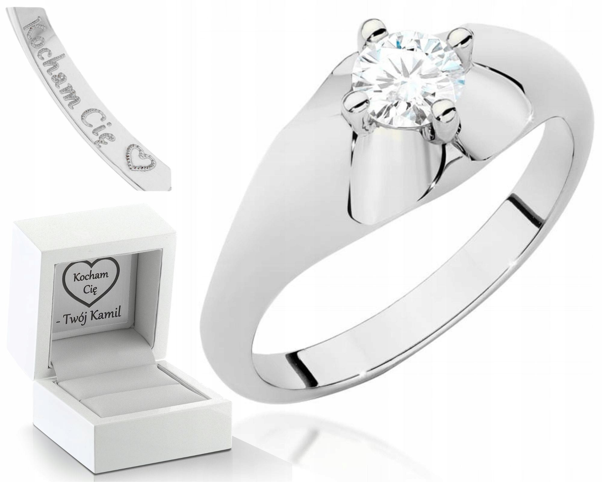 Bílé Zlato Prstýnek S Briliantem 585 Gravírování