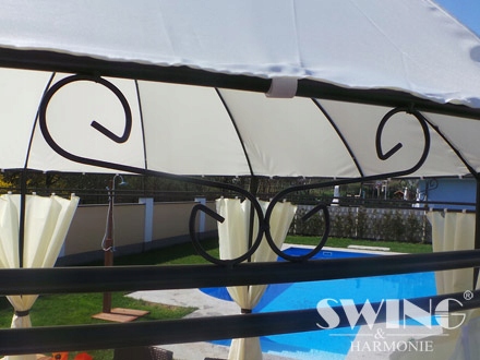 PAWILON OGRODOWY NAMIOT OKRĄGŁY OŚWIETLENIE LED 350 cm KOLOR KREMOWY Wysokość 2.9 m