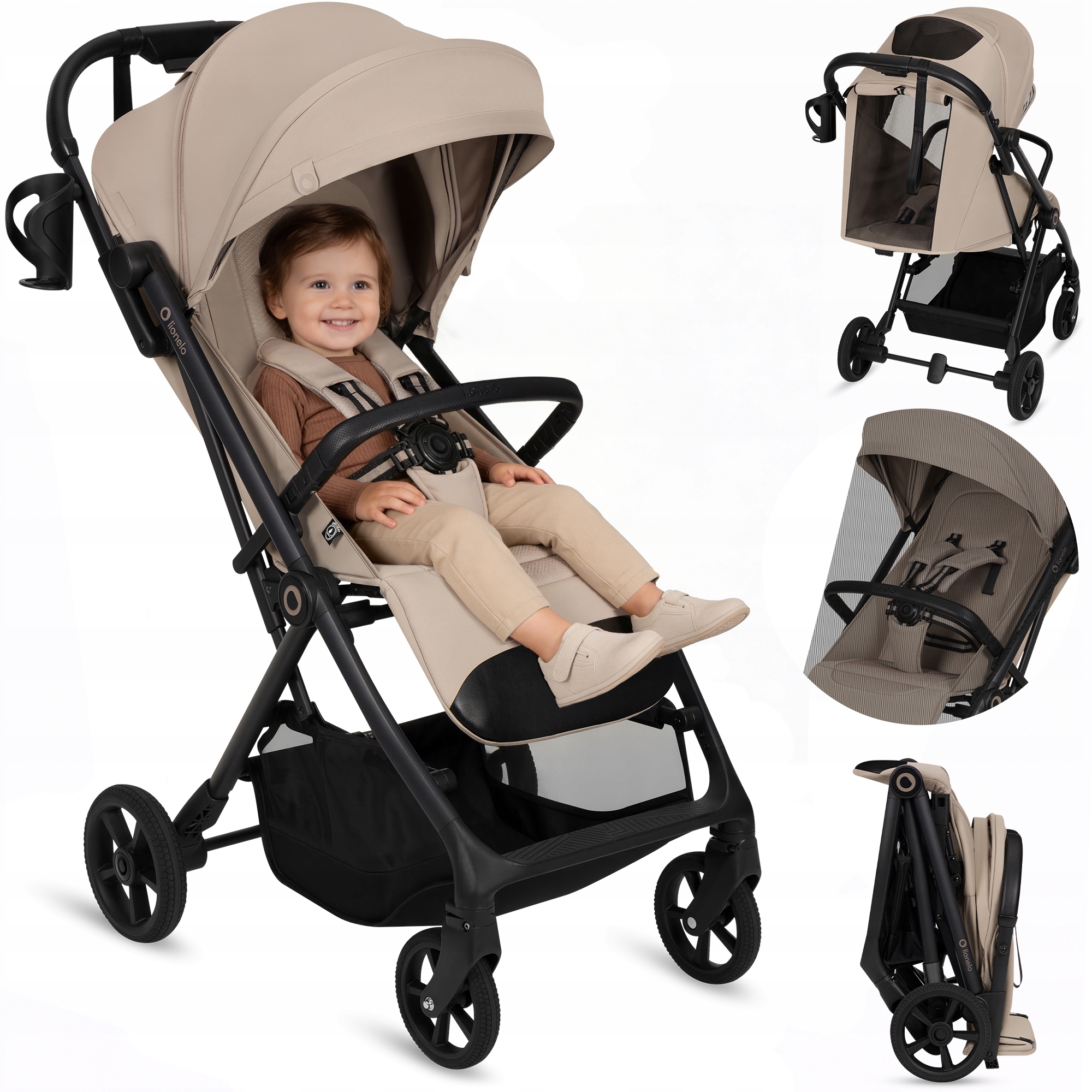 Lionelo Wózek podróżny Tansi składany kompaktowy 22kg Sand Beige