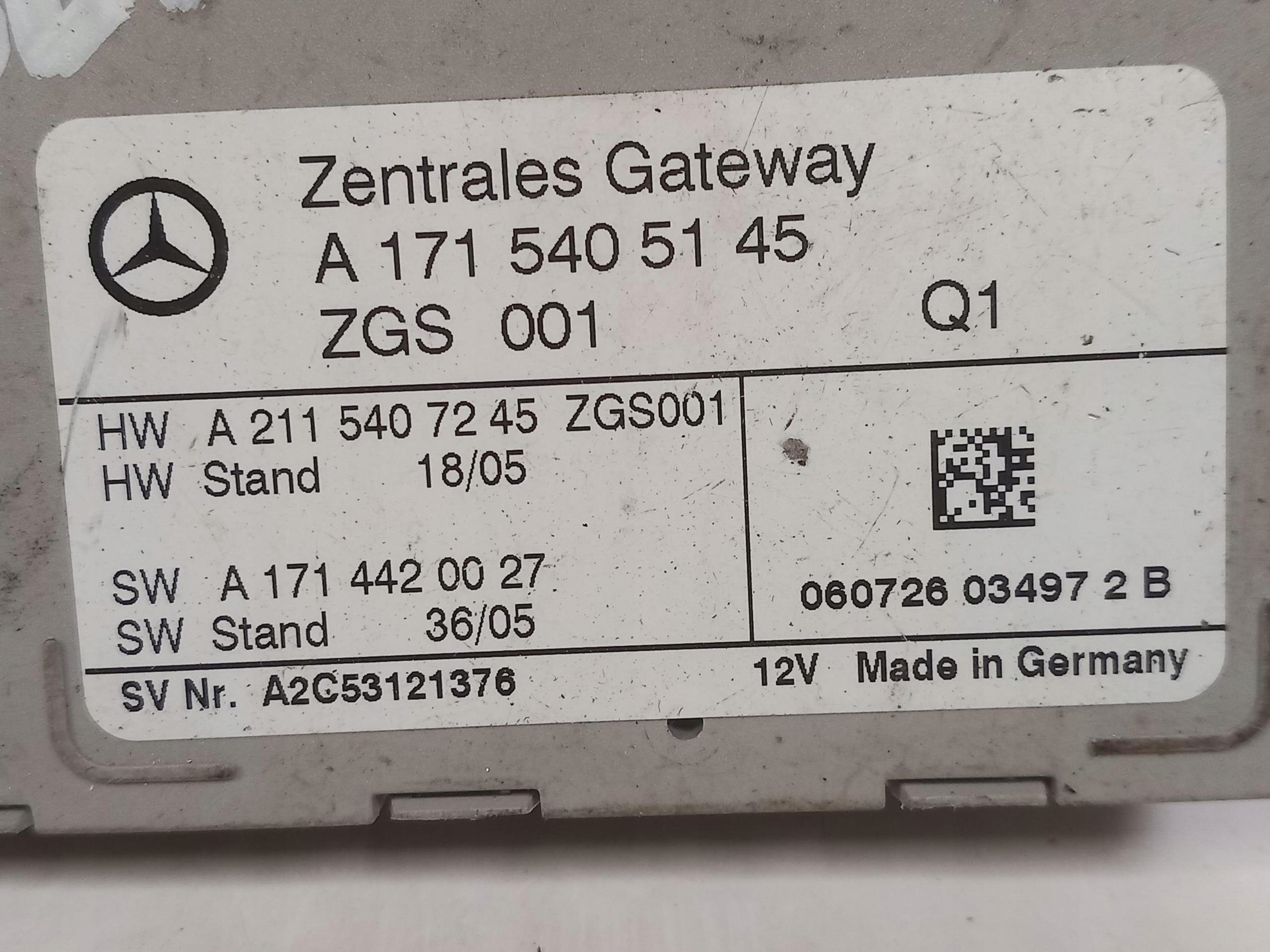 control unit module GATEWAY MERCEDES SLK II R171 A1715405145 04-11