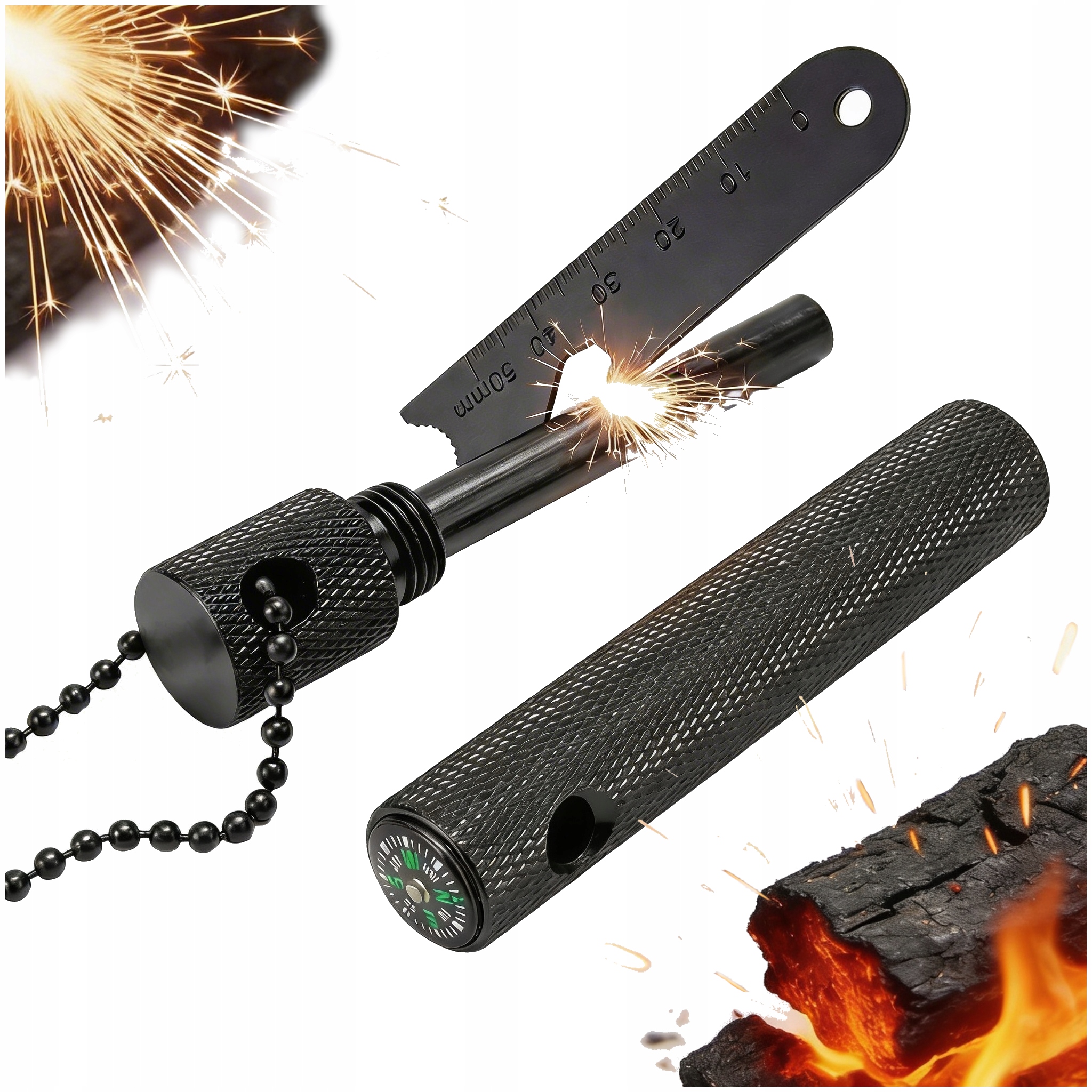 Profesjonalne Krzesiwo Bsh Magnez Tuba Kompas Blaszka Bushcraft Survival