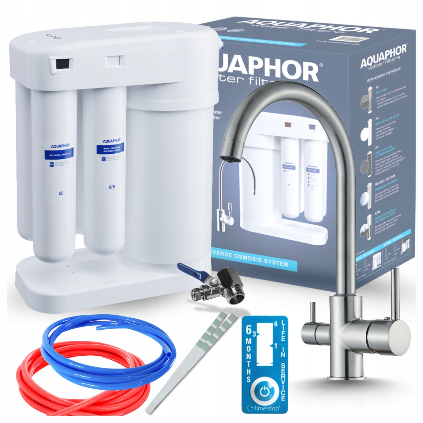 Šedá Kuchynská Batéria A Vodný Filter Aquaphor Morion 101S S Reverznou Osmózou