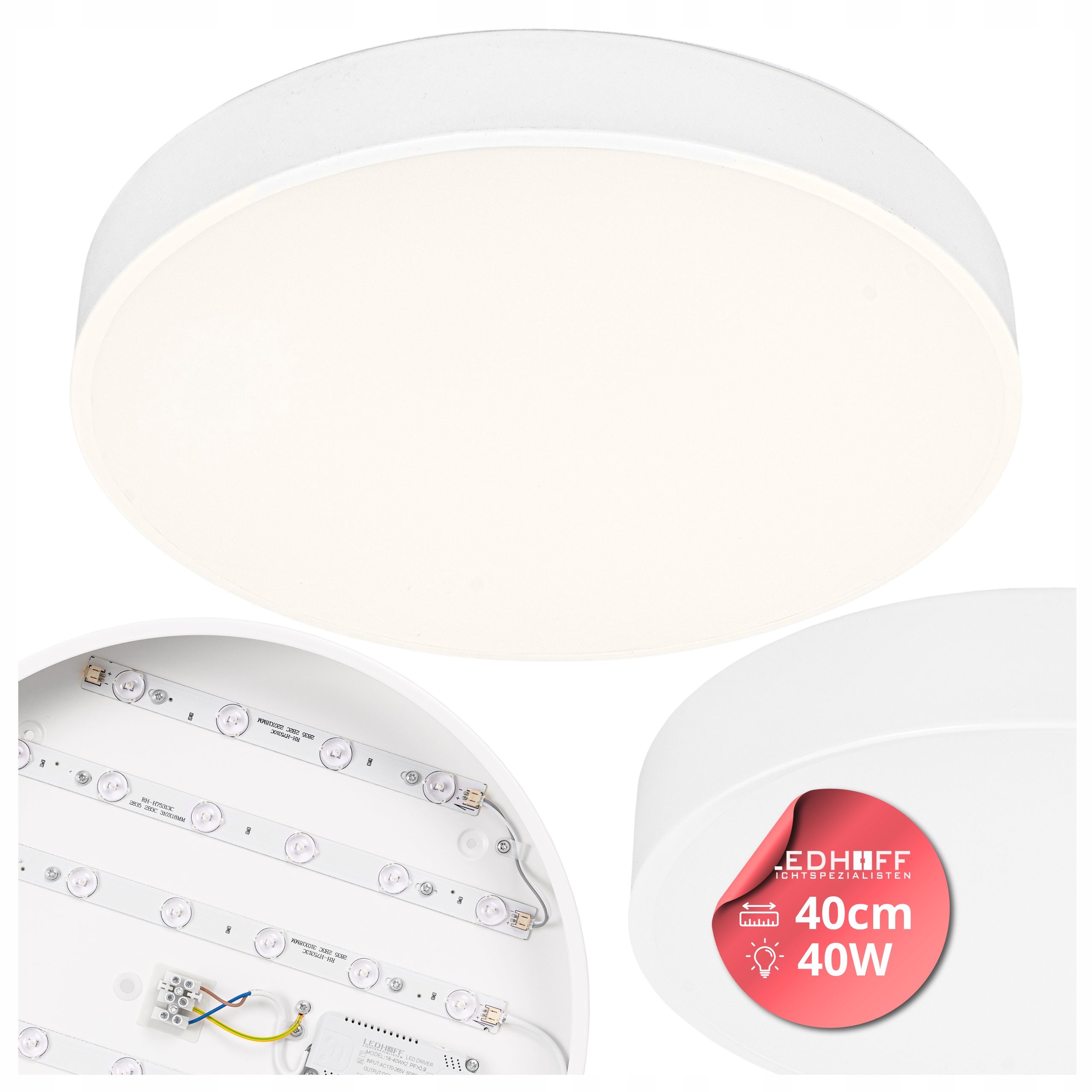 Lampa sufitowa Led Biała Plafon okrągły 40cm panel natynkowy Do Pokoju