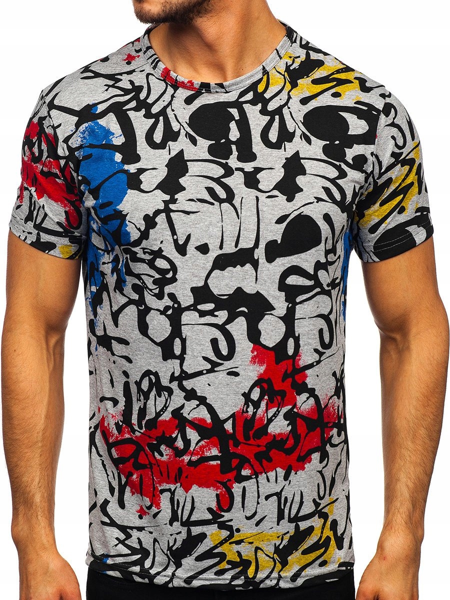 

T-shirt Męski Z Nadrukiem Szary 14901 Denley_xl