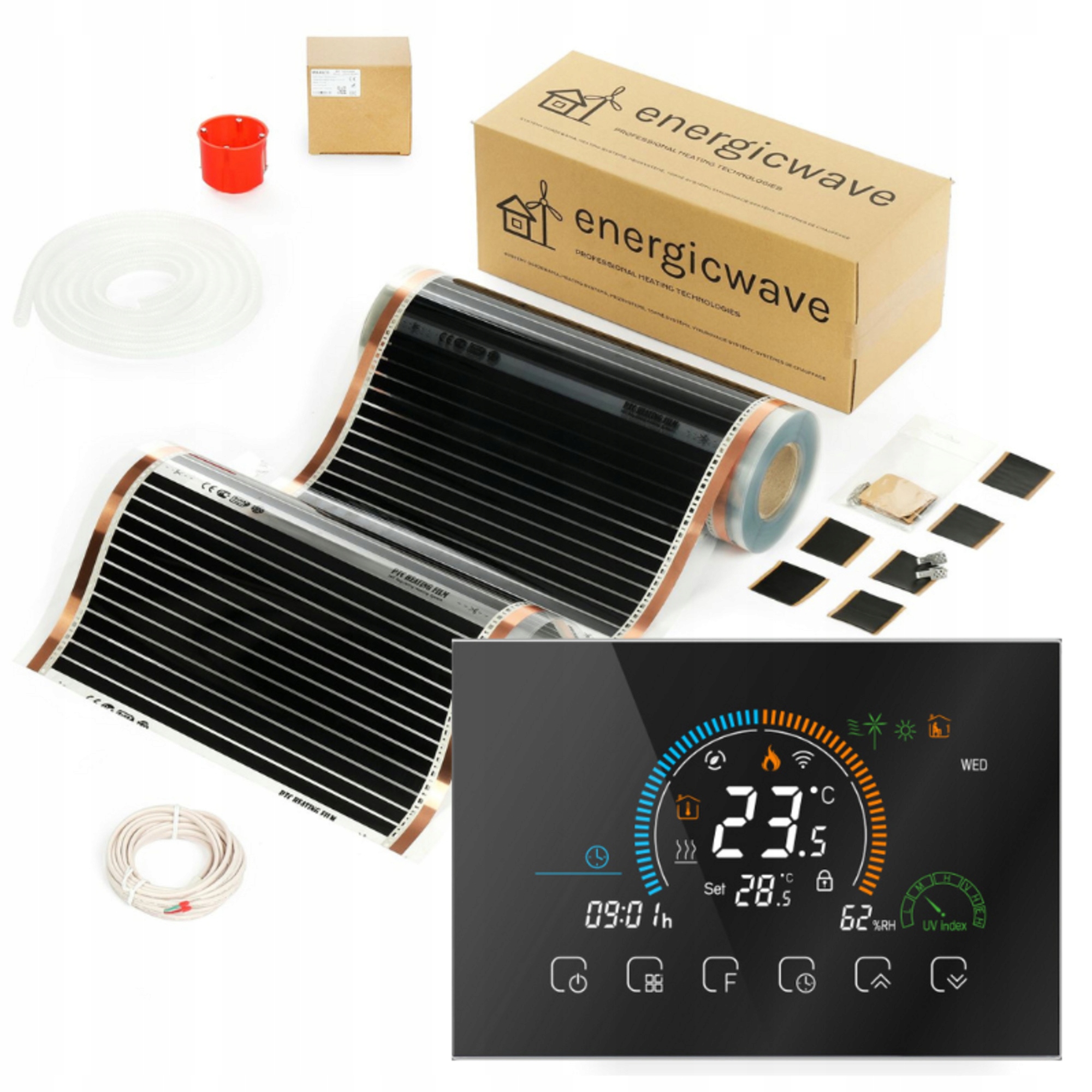 Vykurovacia fólia 110 W 4,5 m2 s termostatom, elektrické vykurovanie, komplet