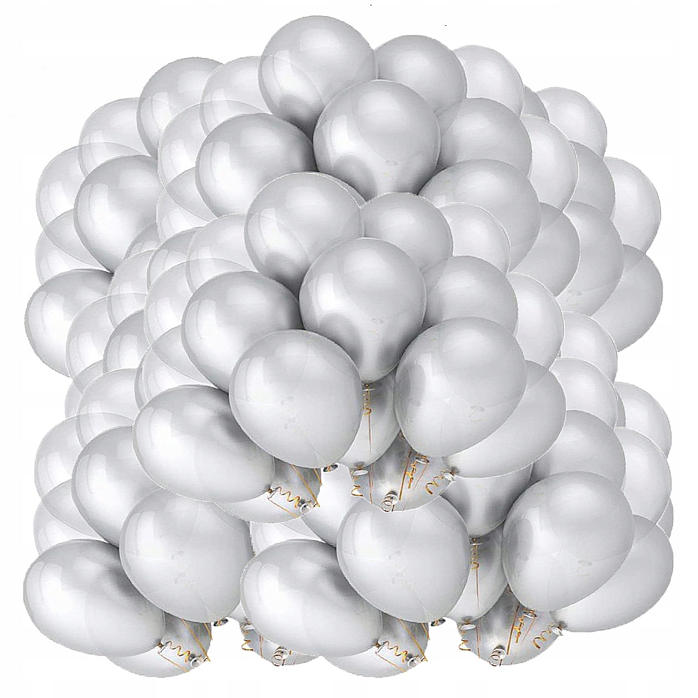 BALONY METALICZNE 50 szt. SREBRNE URODZINY party