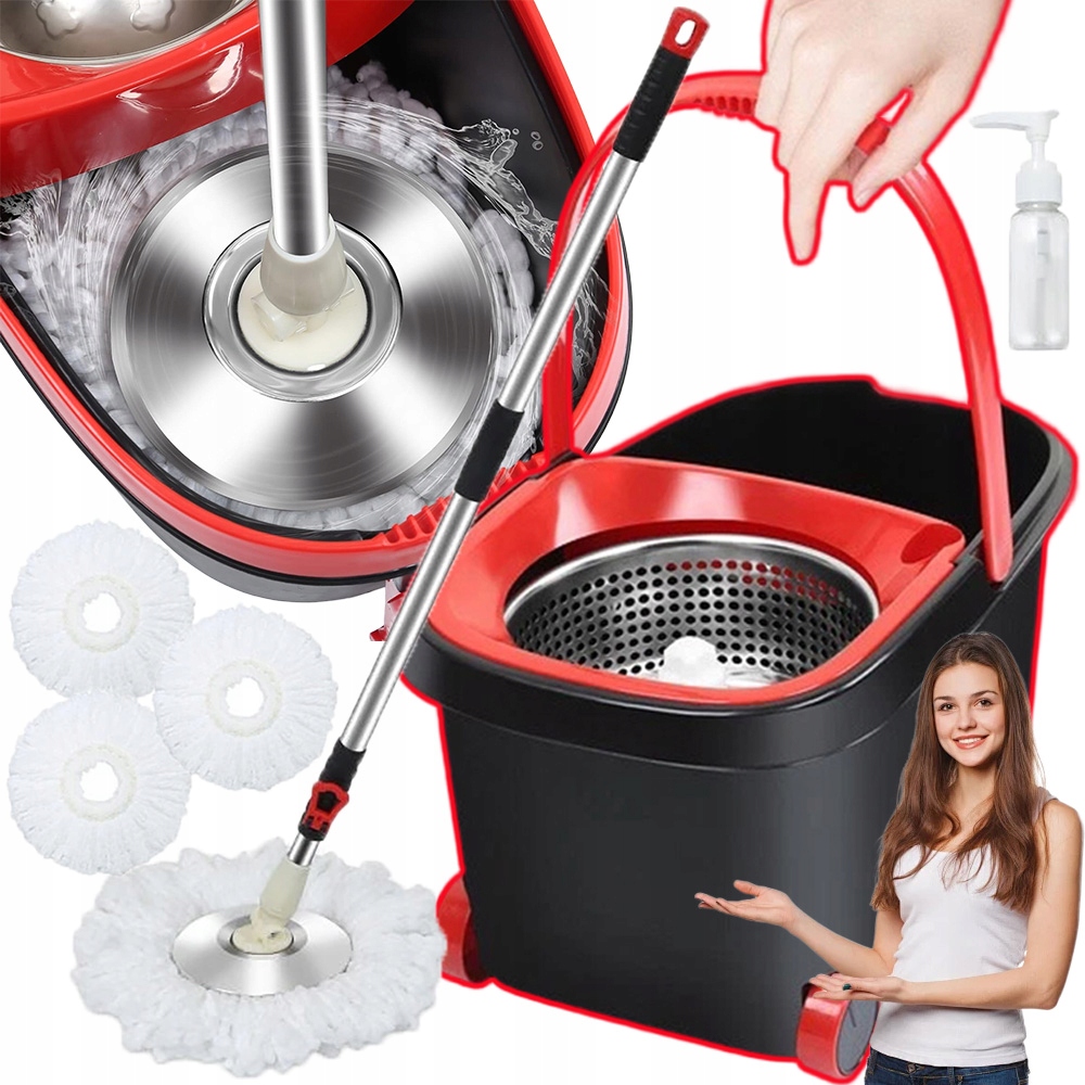 Levně Rotační Mop 360 Spin Turbo 3v1 3 Vložky Z Mikrovlákna Bonus