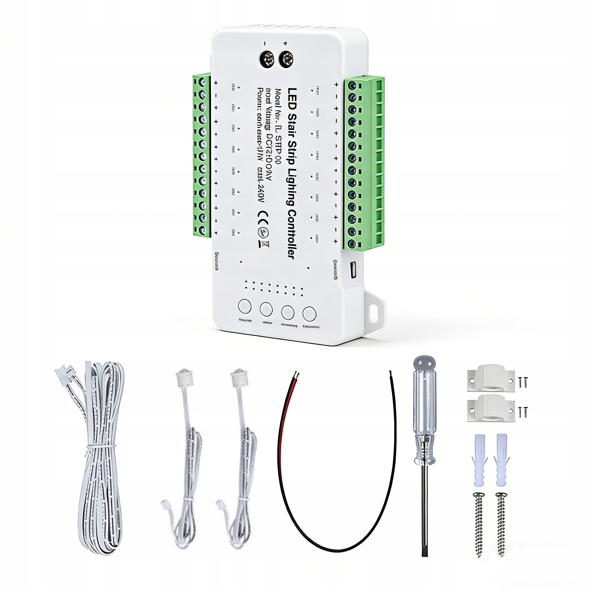 Led Schodišťový Ovladač 16 Stupňů Schodů Kanálů 12-24V 240W Senzory Pir