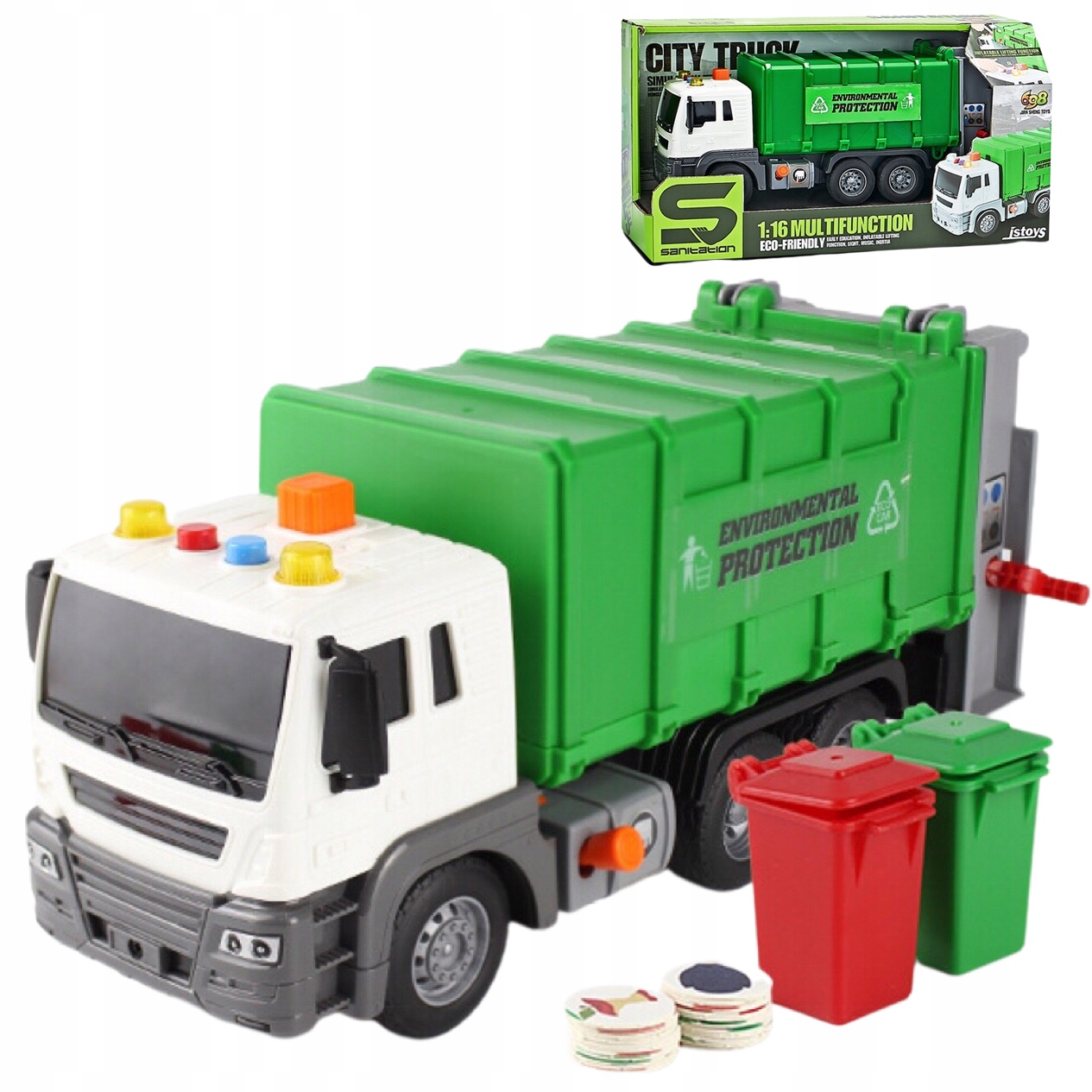 

Śmieciarka Światło Dźwięk Kosze Segregarcja 1:16