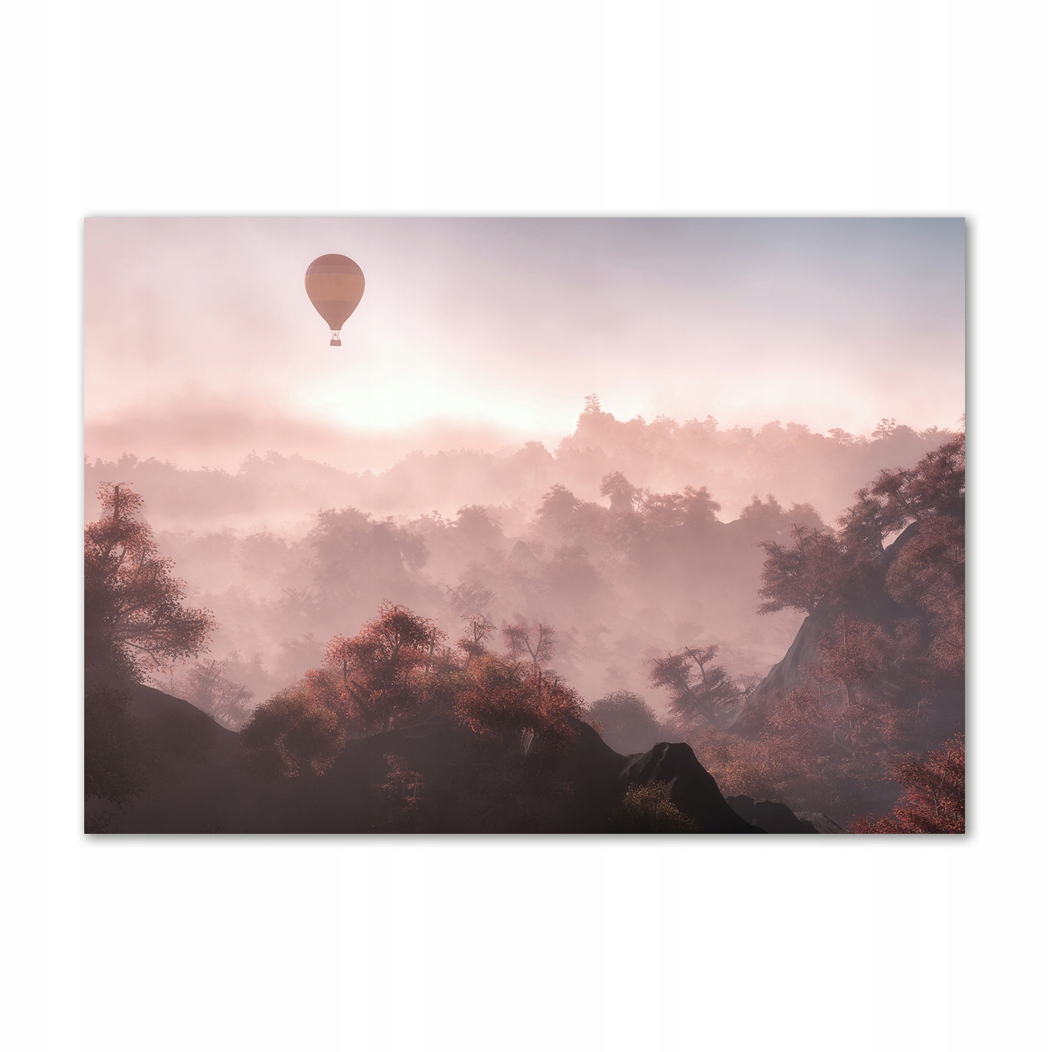 

Foto obraz szkło akryl Balon nad lasem 100x70cm