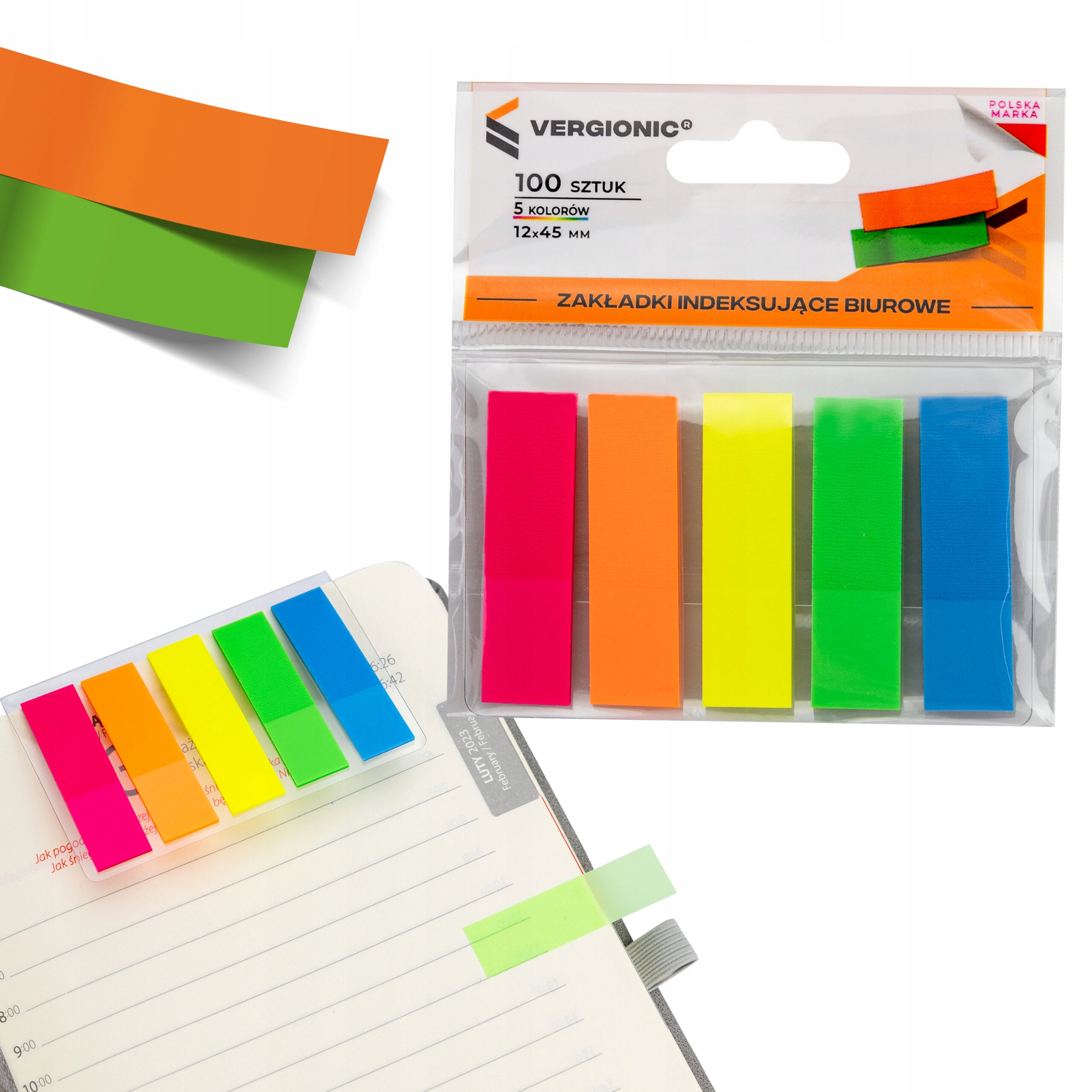 

Zakładki indeksujące biurowe kolorowe 45x12mm 100x