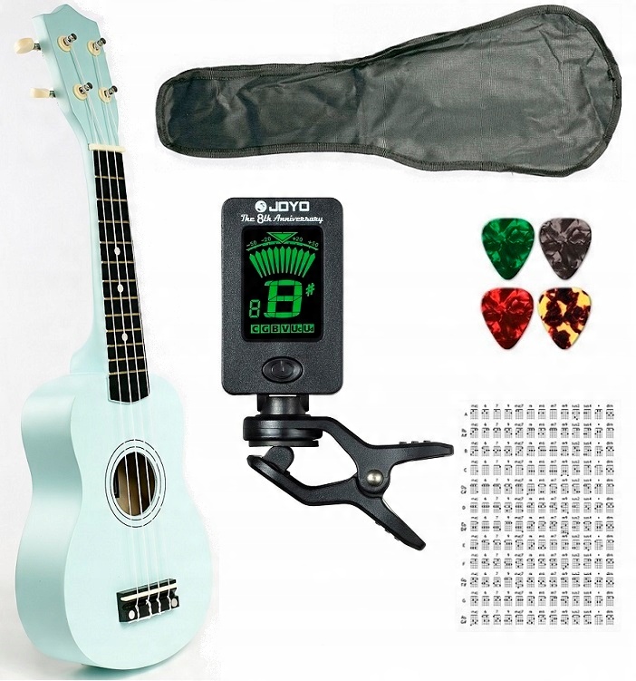 

Ukulele Sopranowe+tuner+tabela+pok. Jasnoniebieski