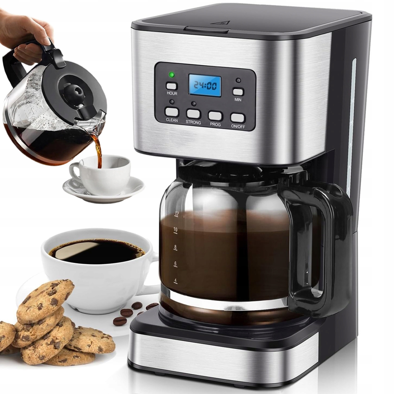 Americký Překapávač Na Kávu 1.5 L 950 W Skleněná Konvice Na Kávu