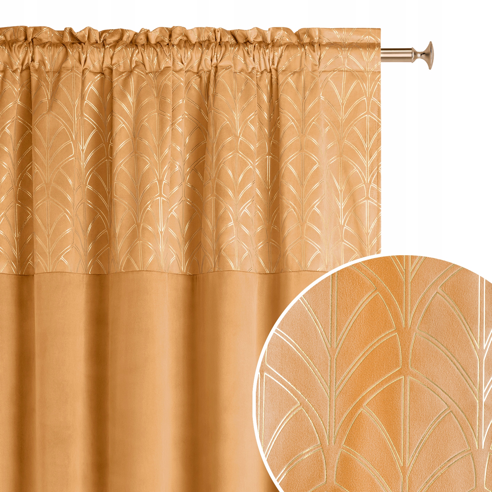 

Zasłona welur na żabki 140x250 Bliss musztarda