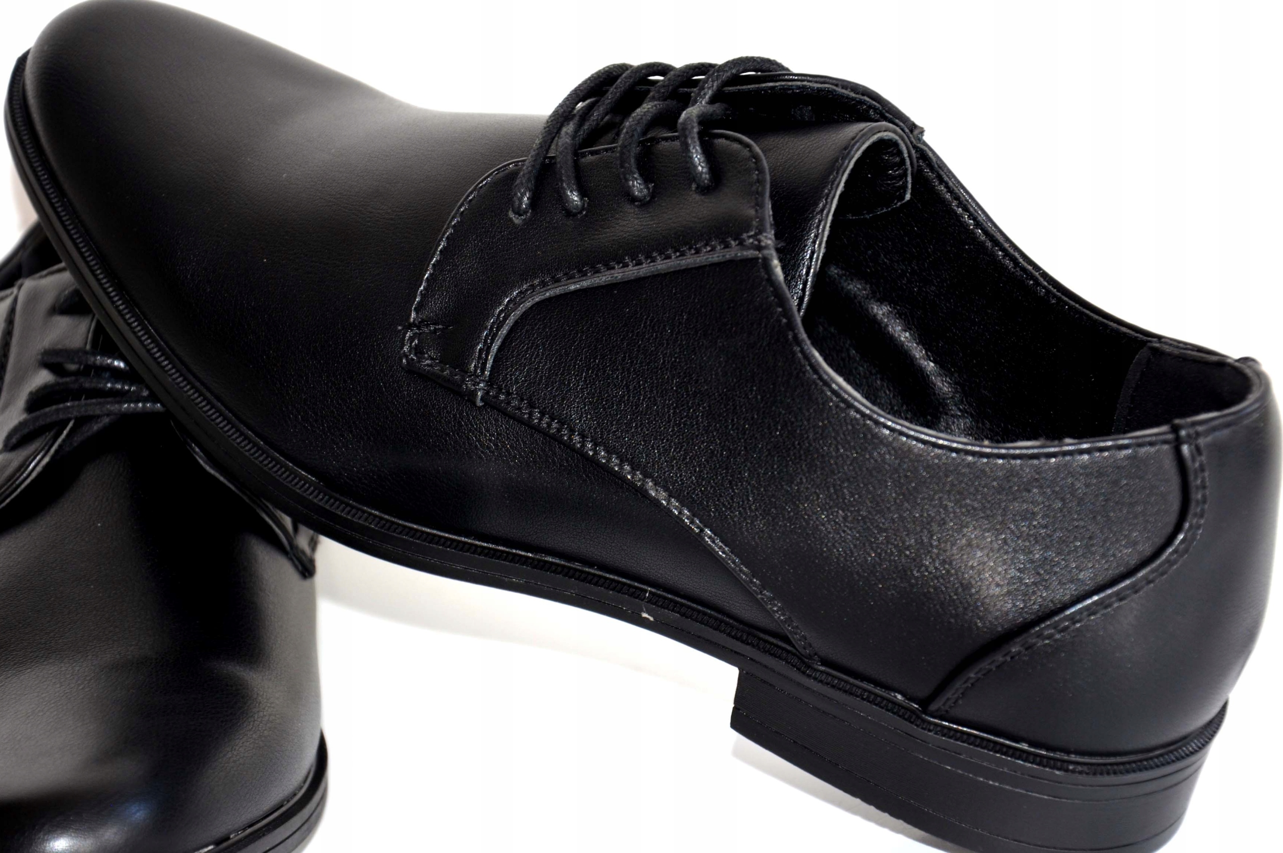 Czarne Półbuty Wizytowe Klasyczne Męskie Do Garnituru Na Imprezę