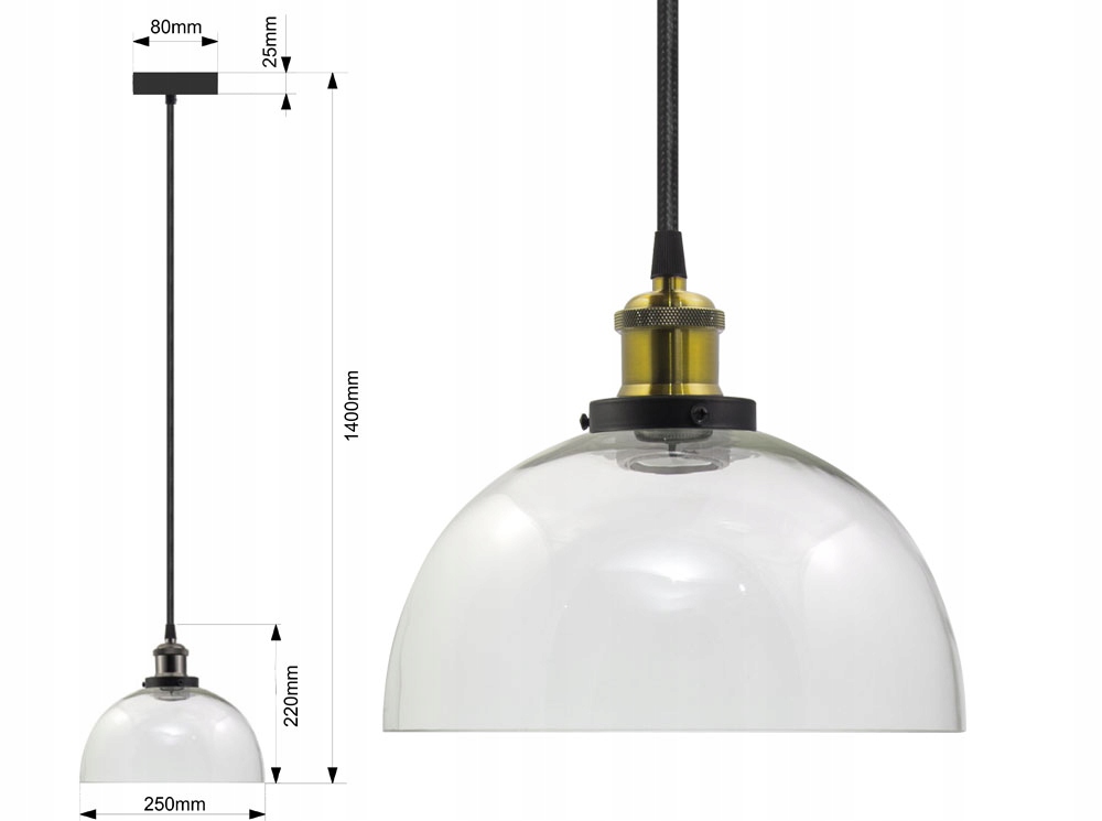LAMPA SUFITOWA SZKLANA VASO UX ŻYRADNOL LED LOFT A Długość/wysokość 140 cm